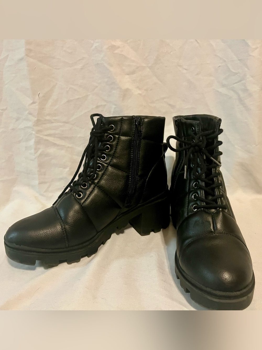 Black Quilted Boots with Heel